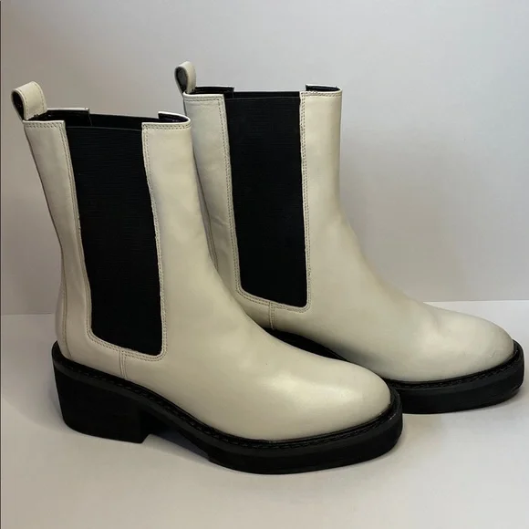 NIB White Chelsea FARYL Leather Boots.  Size 10 - Picture 2 of 6
